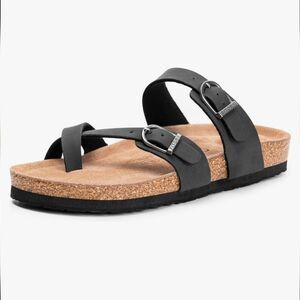 NIB FITORY Women's Slide Sandals with Soft Cork Footbed Sz 9 Black